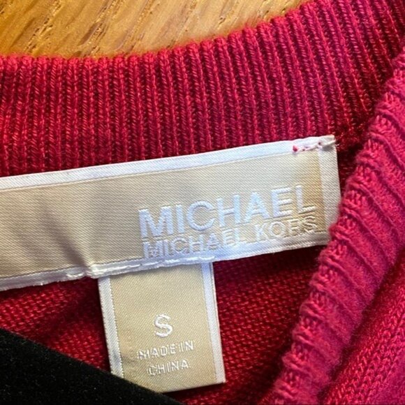 Michael Kors Dark Pink Crew Neck Open Shoulder Long Sleeve Sweater - S - Picture 4 of 10